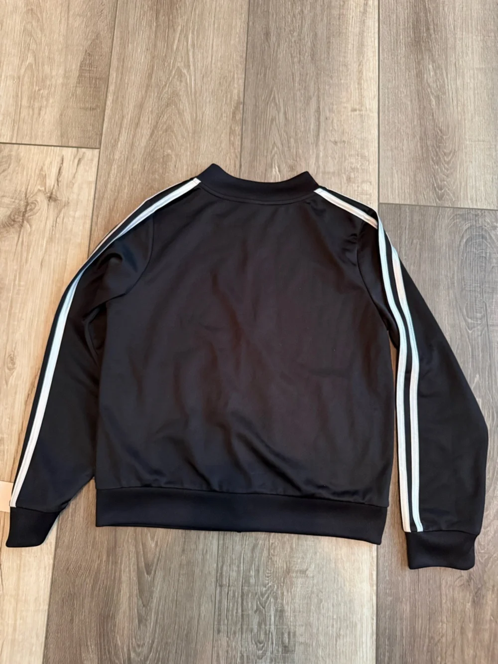 adidas Black Kids Track Jacket with White Shoulder Stripes